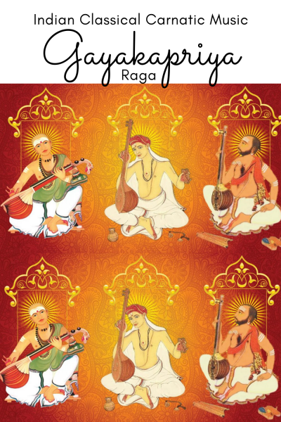 Gayakapriya is the 13th of Melakarta Raga and 1st of the Agni Chakra. It is called as Geyahejjujji in the Muthuswami Dikshitar School of Carnatic Music.