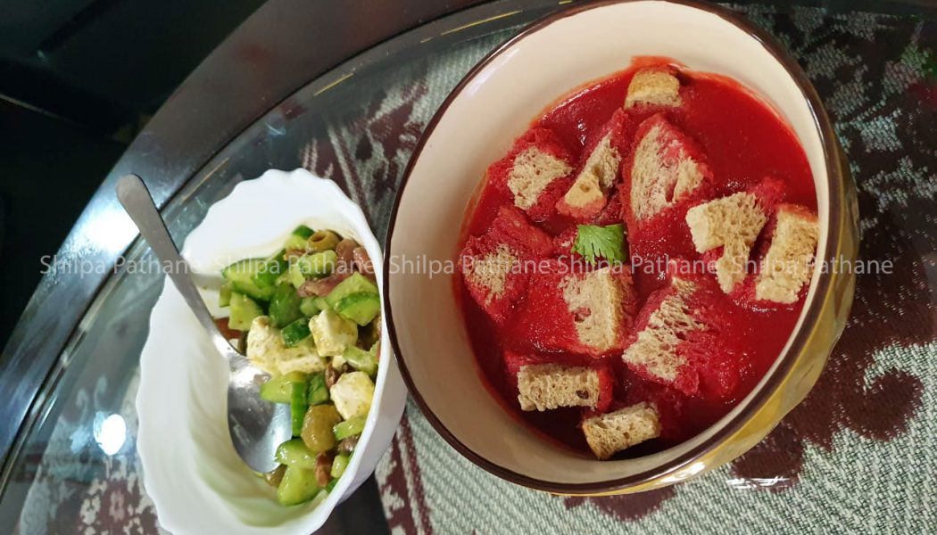 Healthy Yummy Soup with Tangy Spicy Salad